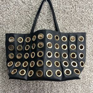 Deux Lux Black and Gold Grommet Tote Bag